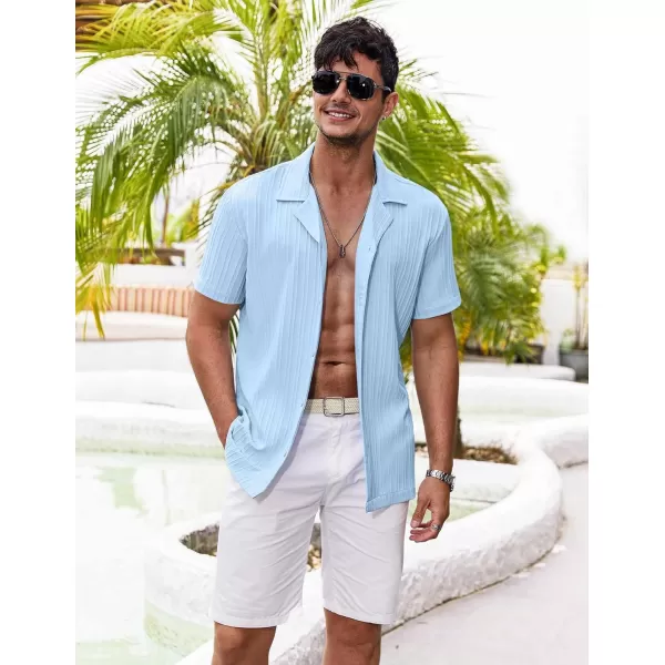 COOFANDY Men's Casual Shirts Short Sleeve Button Down Shirts Fashion Textured Summer Beach Shirt