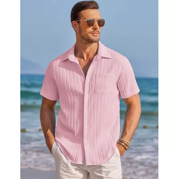 COOFANDY Mens Casual Shirts Short Sleeve Button Down Shirts Fashion Textured Summer Beach Shirt