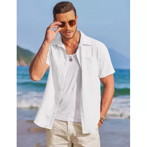 COOFANDY Mens Casual Shirts Short Sleeve Button Down Shirts Fashion Textured Summer Beach Shirt