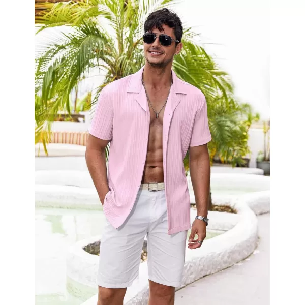 COOFANDY Men's Casual Shirts Short Sleeve Button Down Shirts Fashion Textured Summer Beach Shirt