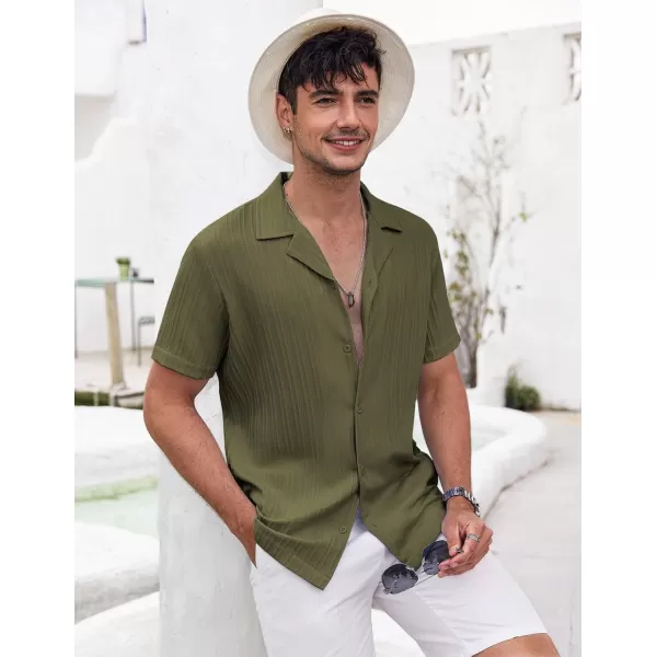 COOFANDY Men's Casual Shirts Short Sleeve Button Down Shirts Fashion Textured Summer Beach Shirt