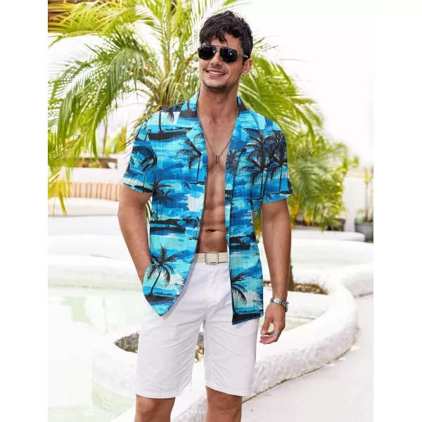 COOFANDY Men's Casual Shirts Short Sleeve Button Down Shirts Fashion Textured Summer Beach Shirt