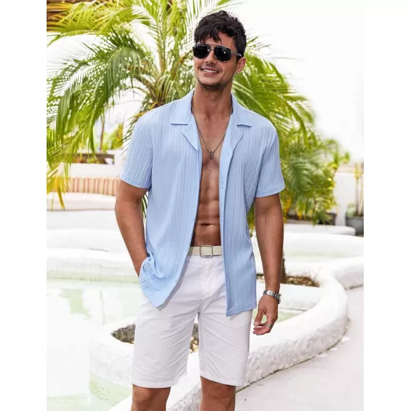 COOFANDY Men's Casual Shirts Short Sleeve Button Down Shirts Fashion Textured Summer Beach Shirt