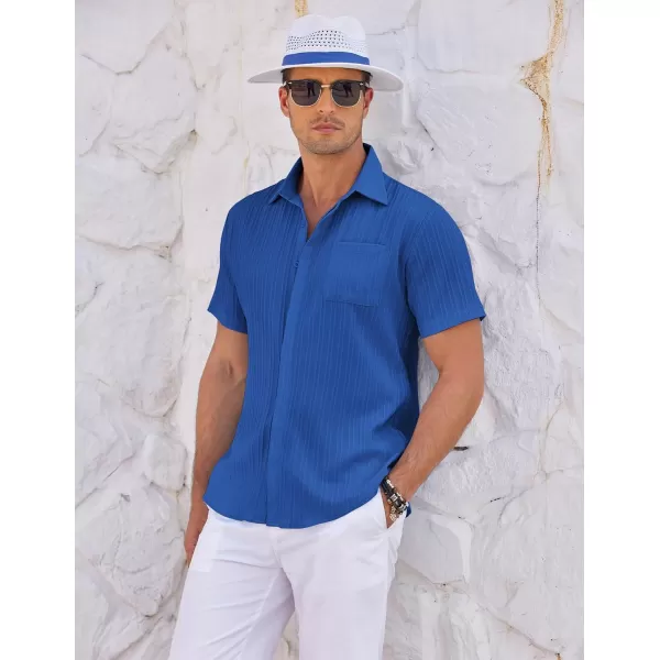 COOFANDY Mens Casual Shirts Short Sleeve Button Down Shirts Fashion Textured Summer Beach Shirt