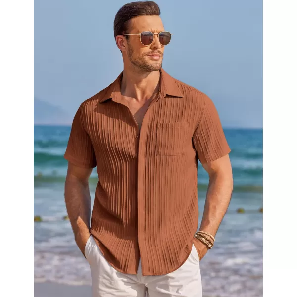 COOFANDY Mens Casual Shirts Short Sleeve Button Down Shirts Fashion Textured Summer Beach Shirt