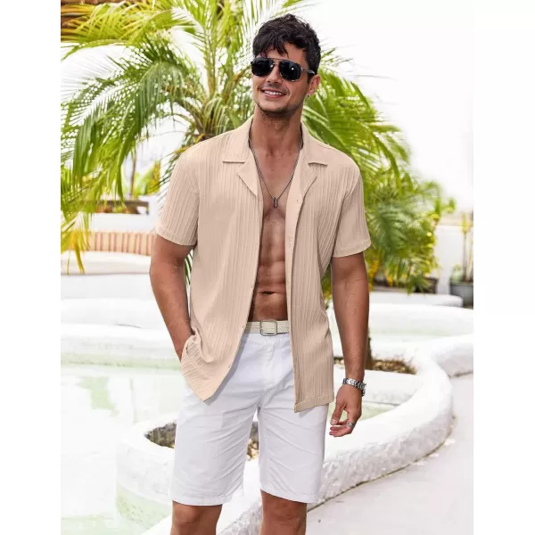 COOFANDY Men's Casual Shirts Short Sleeve Button Down Shirts Fashion Textured Summer Beach Shirt