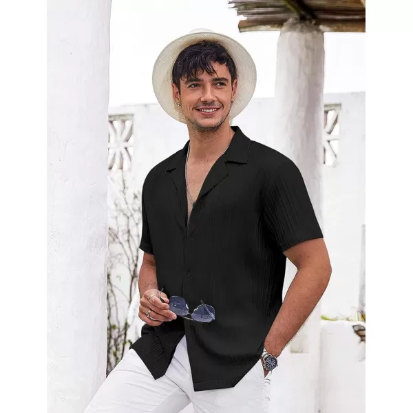 COOFANDY Men's Casual Shirts Short Sleeve Button Down Shirts Fashion Textured Summer Beach Shirt