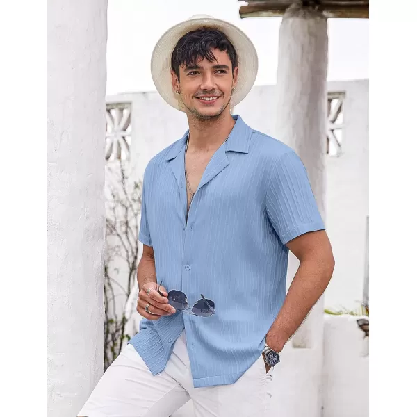 COOFANDY Men's Casual Shirts Short Sleeve Button Down Shirts Fashion Textured Summer Beach Shirt