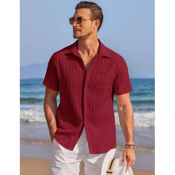 COOFANDY Mens Casual Shirts Short Sleeve Button Down Shirts Fashion Textured Summer Beach Shirt