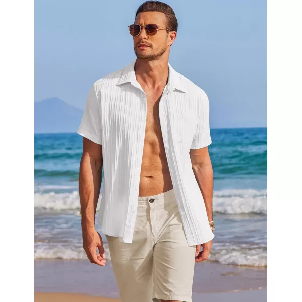 COOFANDY Mens Casual Shirts Short Sleeve Button Down Shirts Fashion Textured Summer Beach Shirt