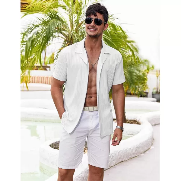 COOFANDY Men's Casual Shirts Short Sleeve Button Down Shirts Fashion Textured Summer Beach Shirt