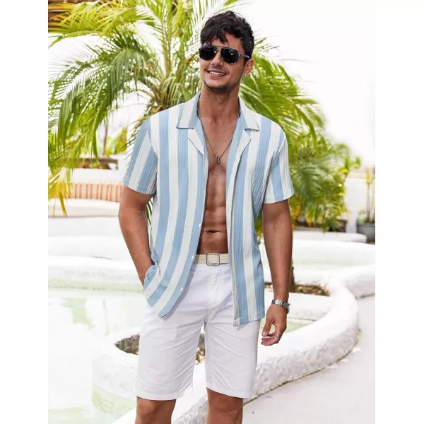 COOFANDY Men's Casual Shirts Short Sleeve Button Down Shirts Fashion Textured Summer Beach Shirt