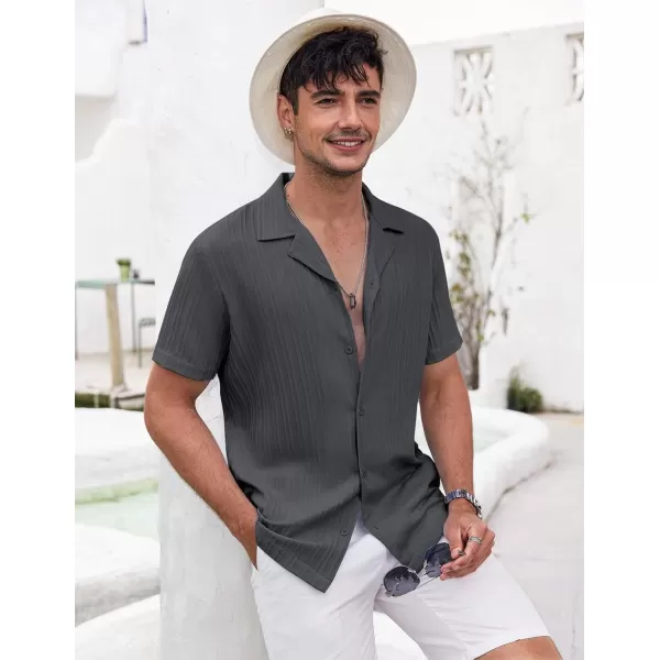 COOFANDY Men's Casual Shirts Short Sleeve Button Down Shirts Fashion Textured Summer Beach Shirt
