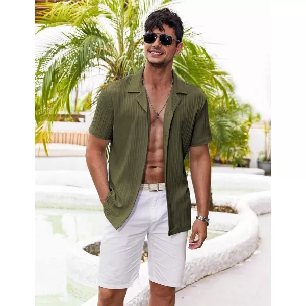 COOFANDY Men's Casual Shirts Short Sleeve Button Down Shirts Fashion Textured Summer Beach Shirt
