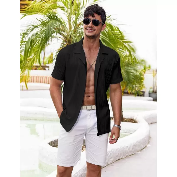 COOFANDY Men's Casual Shirts Short Sleeve Button Down Shirts Fashion Textured Summer Beach Shirt