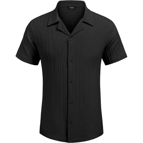COOFANDY Men's Casual Shirts Short Sleeve Button Down Shirts Fashion Textured Summer Beach Shirt