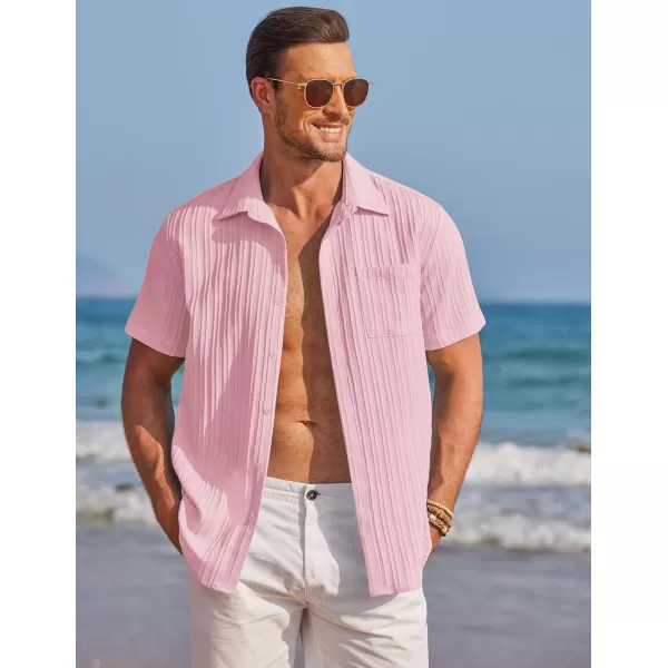 COOFANDY Mens Casual Shirts Short Sleeve Button Down Shirts Fashion Textured Summer Beach Shirt