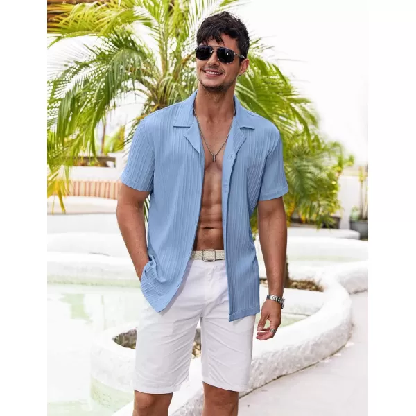 COOFANDY Men's Casual Shirts Short Sleeve Button Down Shirts Fashion Textured Summer Beach Shirt