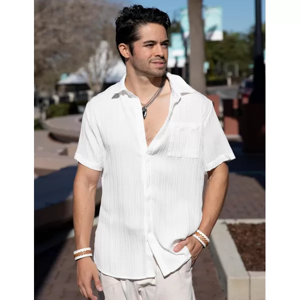 COOFANDY Mens Casual Shirts Short Sleeve Button Down Shirts Fashion Textured Summer Beach Shirt