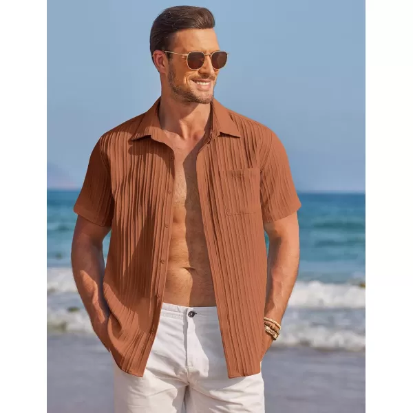 COOFANDY Mens Casual Shirts Short Sleeve Button Down Shirts Fashion Textured Summer Beach Shirt