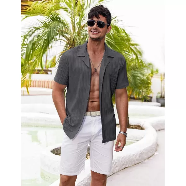 COOFANDY Men's Casual Shirts Short Sleeve Button Down Shirts Fashion Textured Summer Beach Shirt
