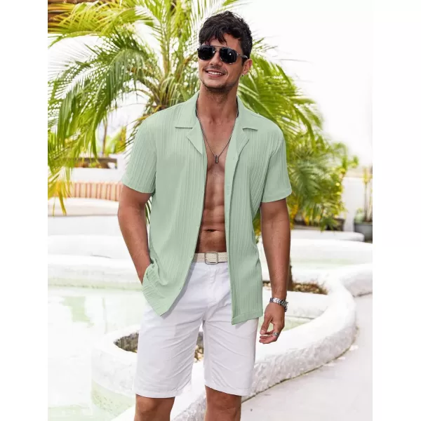 COOFANDY Men's Casual Shirts Short Sleeve Button Down Shirts Fashion Textured Summer Beach Shirt