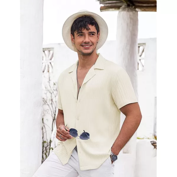 COOFANDY Men's Casual Shirts Short Sleeve Button Down Shirts Fashion Textured Summer Beach Shirt