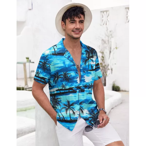 COOFANDY Men's Casual Shirts Short Sleeve Button Down Shirts Fashion Textured Summer Beach Shirt