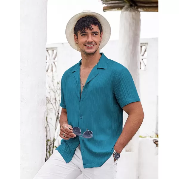 COOFANDY Men's Casual Shirts Short Sleeve Button Down Shirts Fashion Textured Summer Beach Shirt