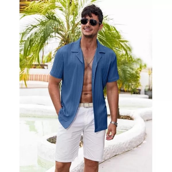 COOFANDY Men's Casual Shirts Short Sleeve Button Down Shirts Fashion Textured Summer Beach Shirt