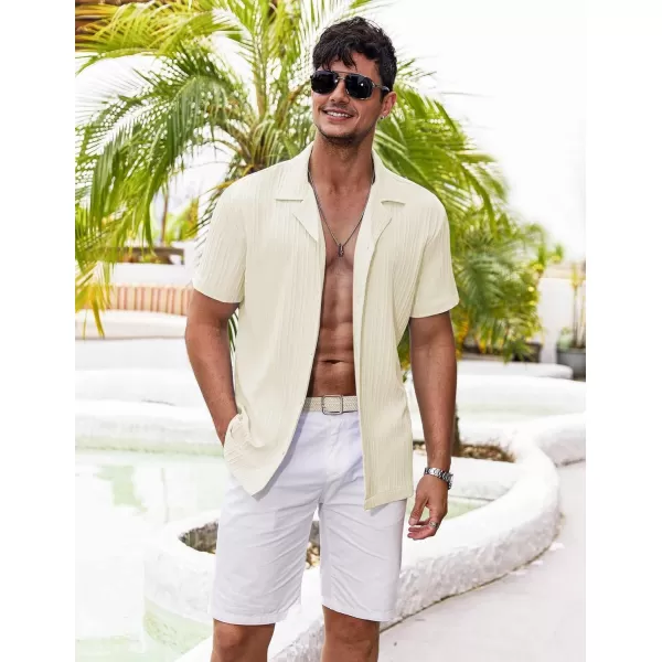 COOFANDY Men's Casual Shirts Short Sleeve Button Down Shirts Fashion Textured Summer Beach Shirt