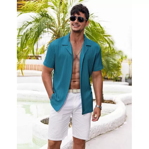 COOFANDY Men's Casual Shirts Short Sleeve Button Down Shirts Fashion Textured Summer Beach Shirt