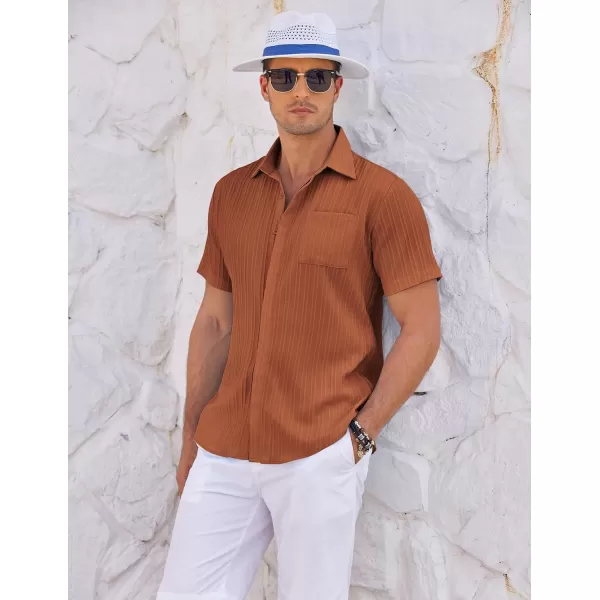 COOFANDY Mens Casual Shirts Short Sleeve Button Down Shirts Fashion Textured Summer Beach Shirt