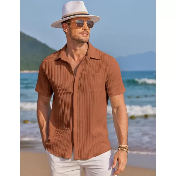 COOFANDY Mens Casual Shirts Short Sleeve Button Down Shirts Fashion Textured Summer Beach Shirt