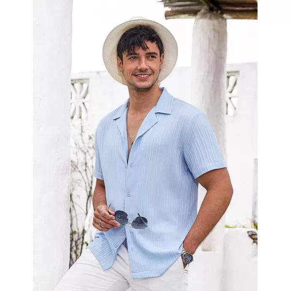 COOFANDY Men's Casual Shirts Short Sleeve Button Down Shirts Fashion Textured Summer Beach Shirt