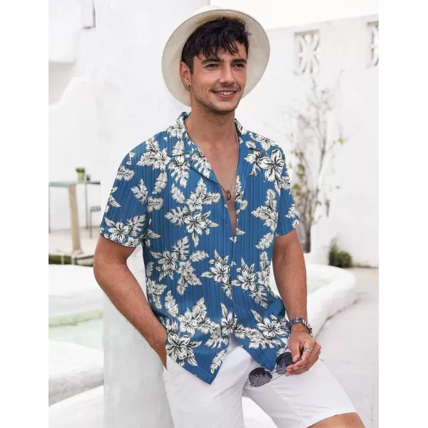 COOFANDY Men's Casual Shirts Short Sleeve Button Down Shirts Fashion Textured Summer Beach Shirt