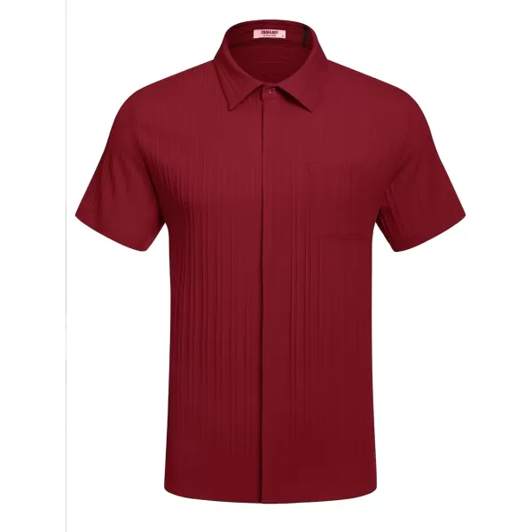 COOFANDY Mens Casual Shirts Short Sleeve Button Down Shirts Fashion Textured Summer Beach Shirt