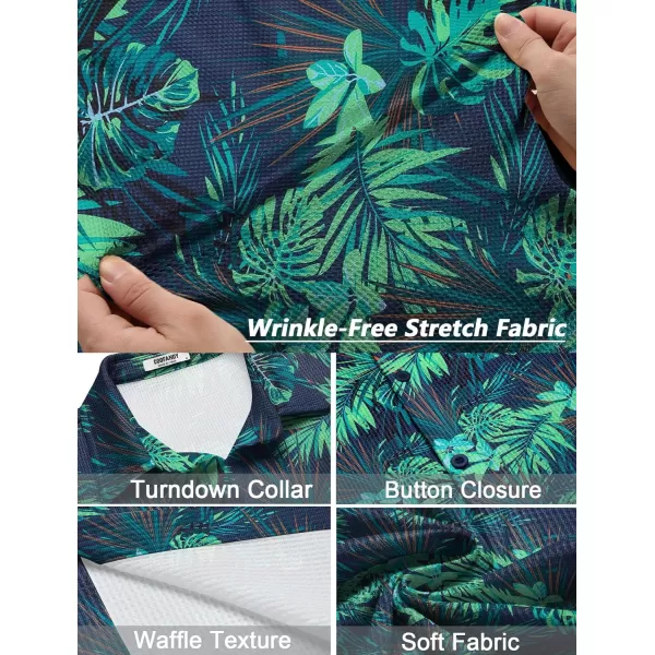 COOFANDY Men's Casual Shirts Short Sleeve Waffle Knit Button Down Shirt Summer Beach Tops