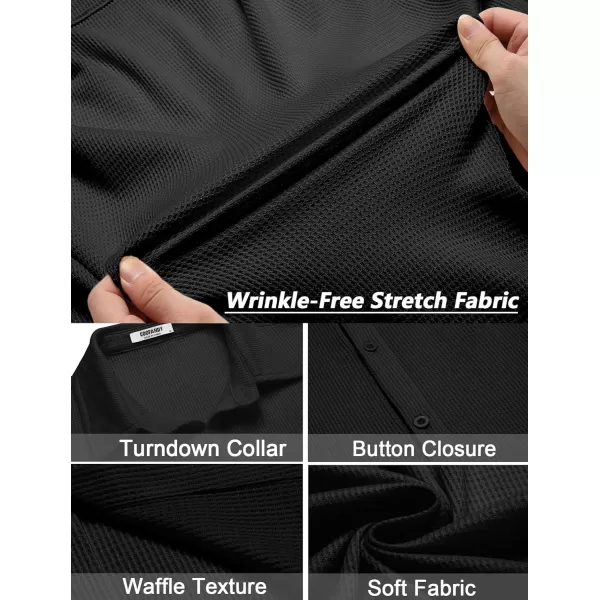 COOFANDY Men's Casual Shirts Short Sleeve Waffle Knit Button Down Shirt Summer Beach Tops