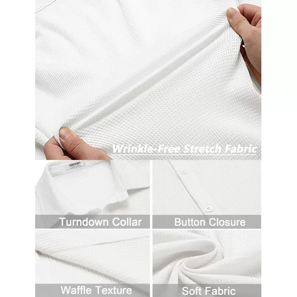 COOFANDY Men's Casual Shirts Short Sleeve Waffle Knit Button Down Shirt Summer Beach Tops
