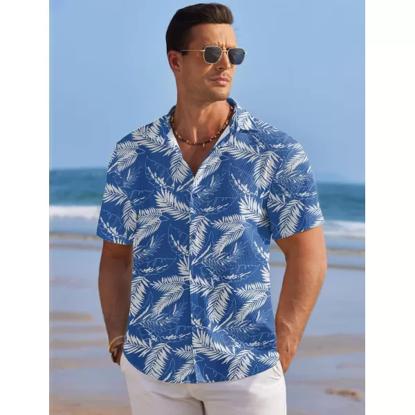 COOFANDY Men's Casual Shirts Short Sleeve Waffle Knit Button Down Shirt Summer Beach Tops