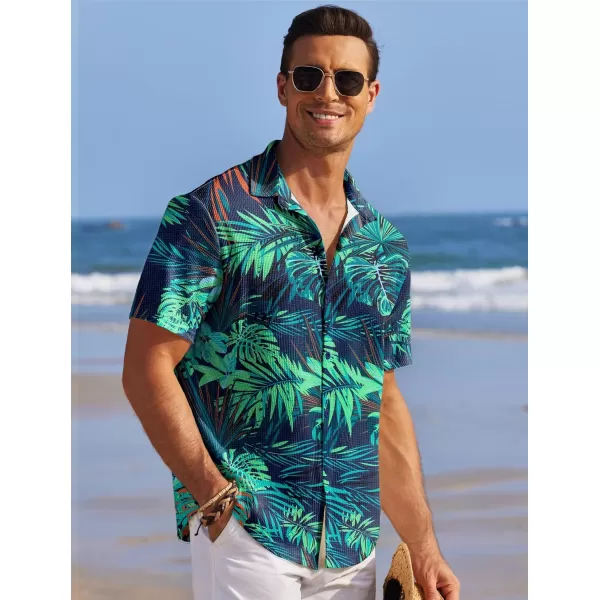 COOFANDY Men's Casual Shirts Short Sleeve Waffle Knit Button Down Shirt Summer Beach Tops