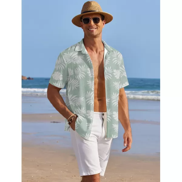 COOFANDY Men's Casual Shirts Short Sleeve Waffle Knit Button Down Shirt Summer Beach Tops