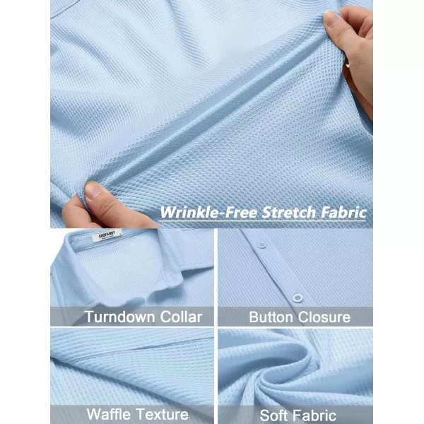 COOFANDY Men's Casual Shirts Short Sleeve Waffle Knit Button Down Shirt Summer Beach Tops