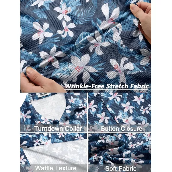 COOFANDY Men's Casual Shirts Short Sleeve Waffle Knit Button Down Shirt Summer Beach Tops