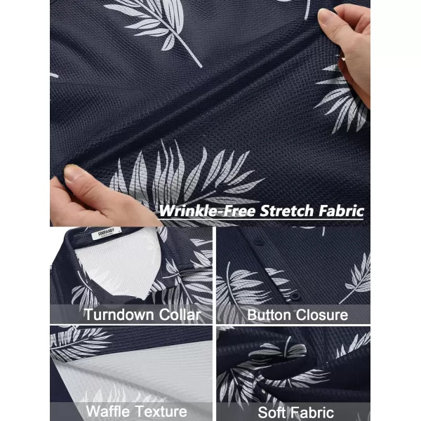 COOFANDY Men's Casual Shirts Short Sleeve Waffle Knit Button Down Shirt Summer Beach Tops