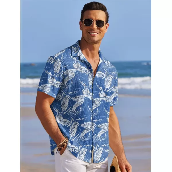 COOFANDY Men's Casual Shirts Short Sleeve Waffle Knit Button Down Shirt Summer Beach Tops