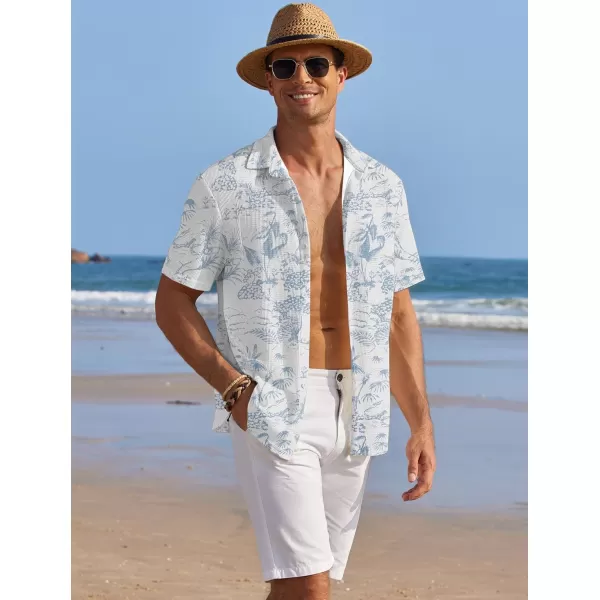COOFANDY Men's Casual Shirts Short Sleeve Waffle Knit Button Down Shirt Summer Beach Tops