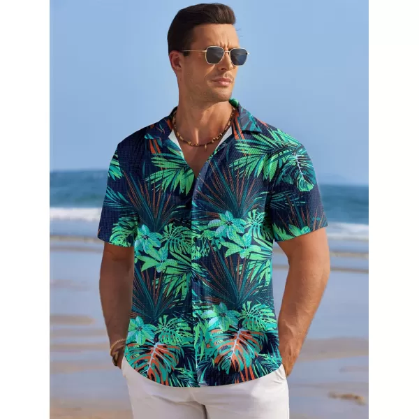 COOFANDY Men's Casual Shirts Short Sleeve Waffle Knit Button Down Shirt Summer Beach Tops