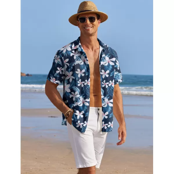 COOFANDY Men's Casual Shirts Short Sleeve Waffle Knit Button Down Shirt Summer Beach Tops